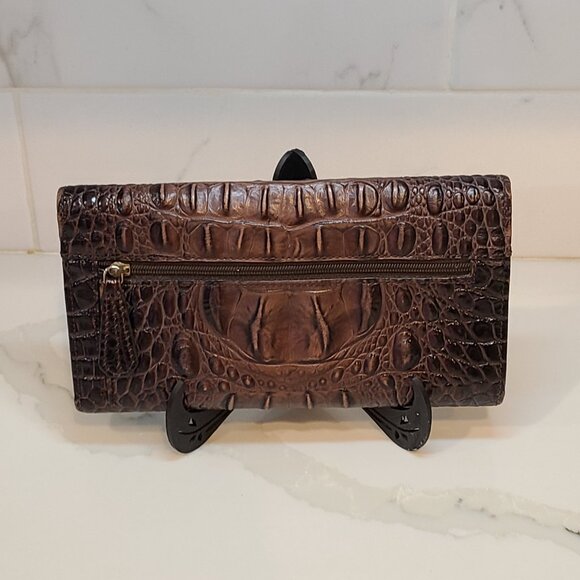 Brahmin Vintage trifold checkbook wallet in Cocoa Melbourne EUC - Picture 2 of 8